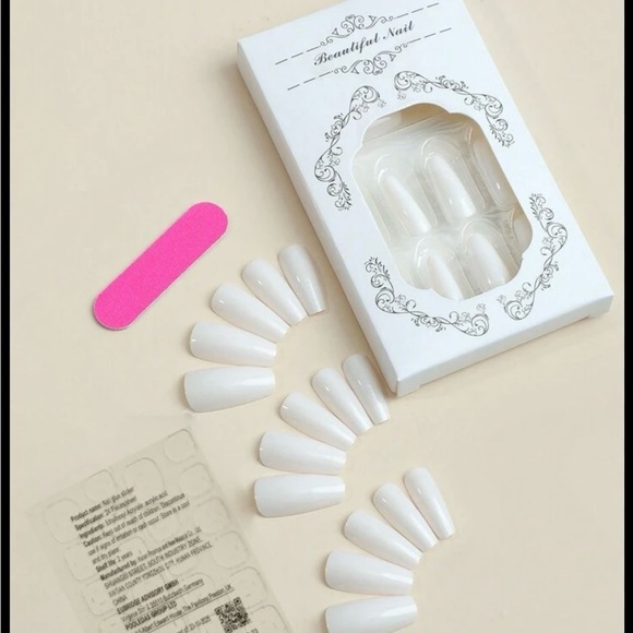 Other - White Medium Ballet Shape Press-On Nails 24 pieces New
